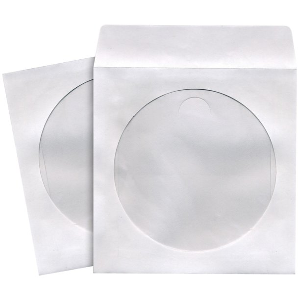 Maxell CD/DVD Paper Storage Sleeves, 100 Pack, White