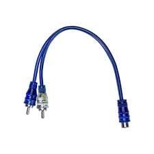 Compact End Blue- 1 Female 2 Males RCA Audio Cable (6IN) - The Accessories Place