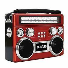 SUPERSONIC 3 Band Radio with Bluetooth® and Flashlight (Red)