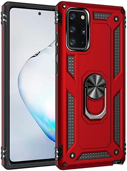 Samsung Galaxy Note 20+ Plus Military Armor Dual Heavy-Duty Shockproof Ring Holder Case (Red)