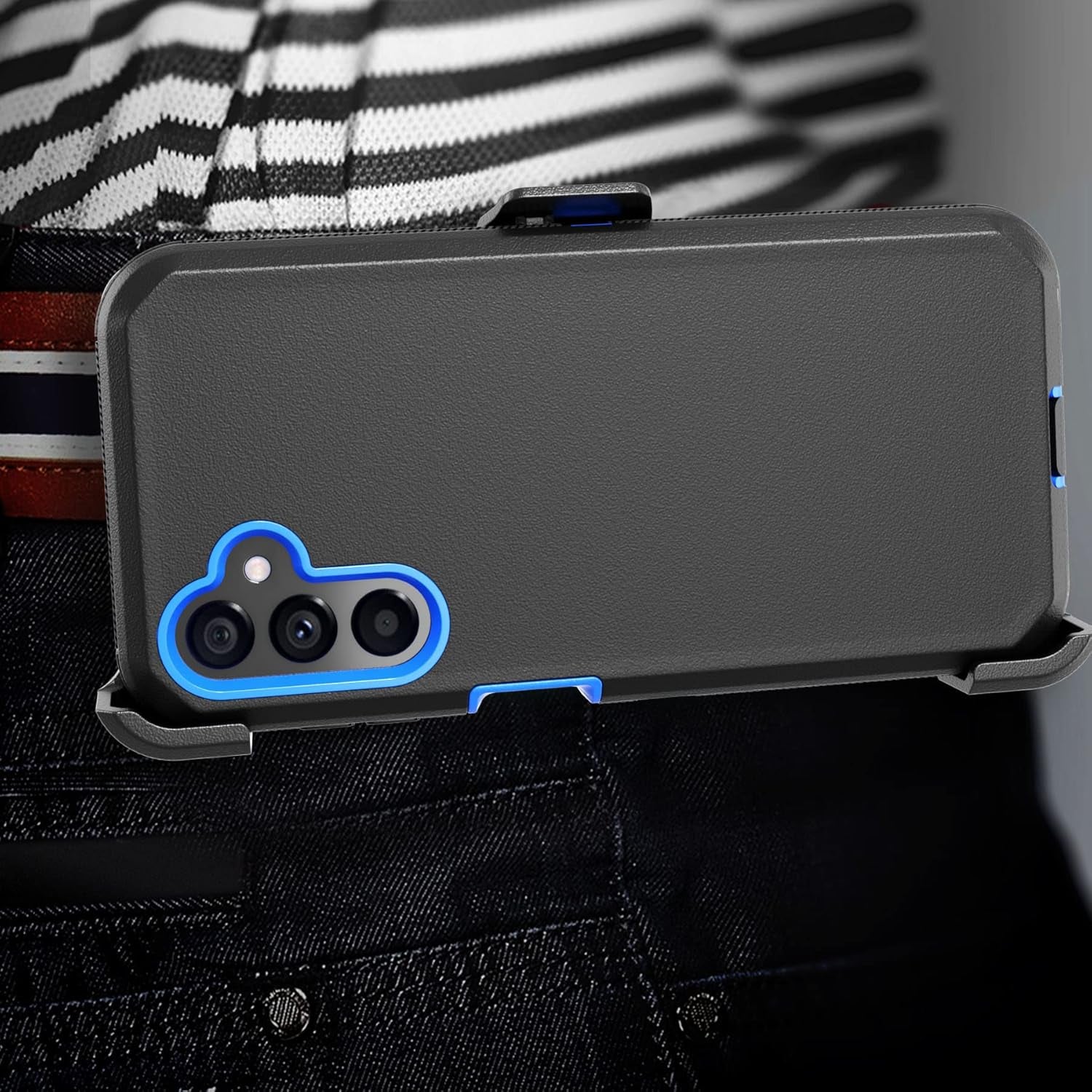 Phone Case for Samsung Galaxy A14 5G Case,Heavy Duty Hard Shockproof Armor Protector Case Cover with Belt Clip Holster for Samsung A14 5G 2023 Phone Case (Black+Blue)