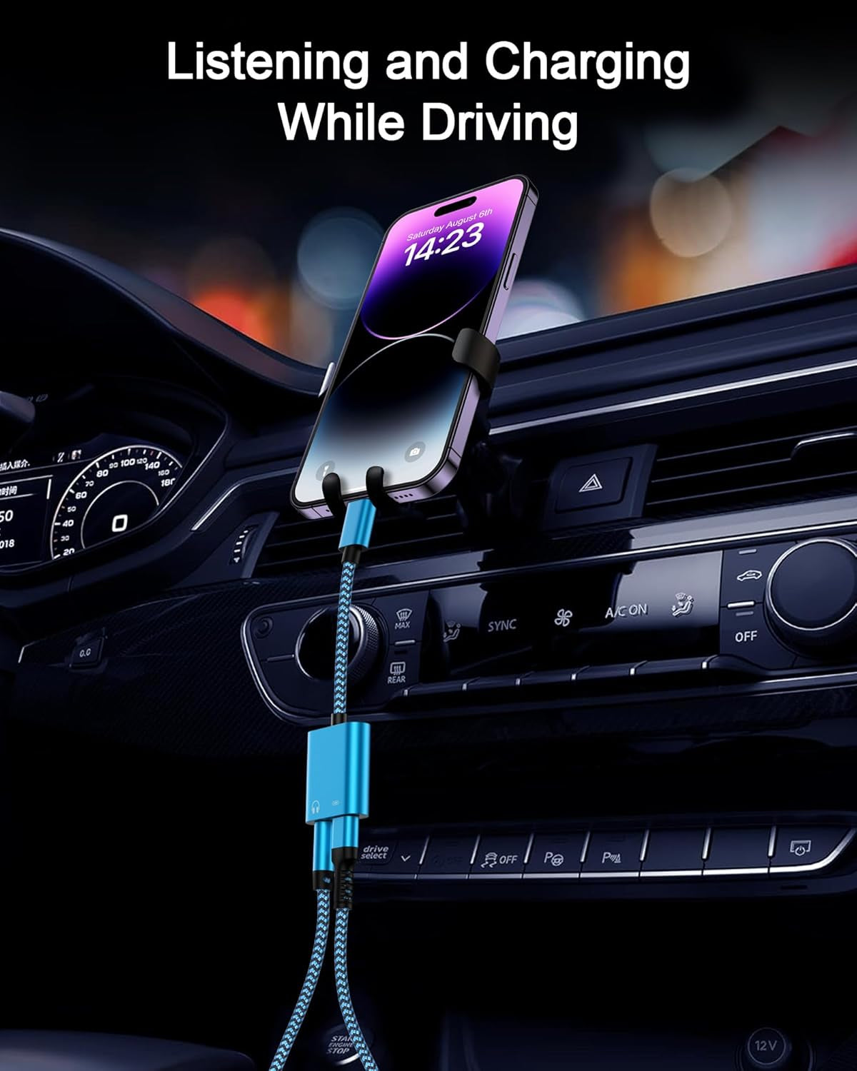 Iphone Headphone Adapter with Charge 2-In-1 Lightning to 3.5Mm Female Aux Audio Jack Dual Converter Mfi Certified Apple Dongle Splitter + Charger Adaptor for Iphone 14 Pro Max 13 12 11 XR XS Ipad Mini