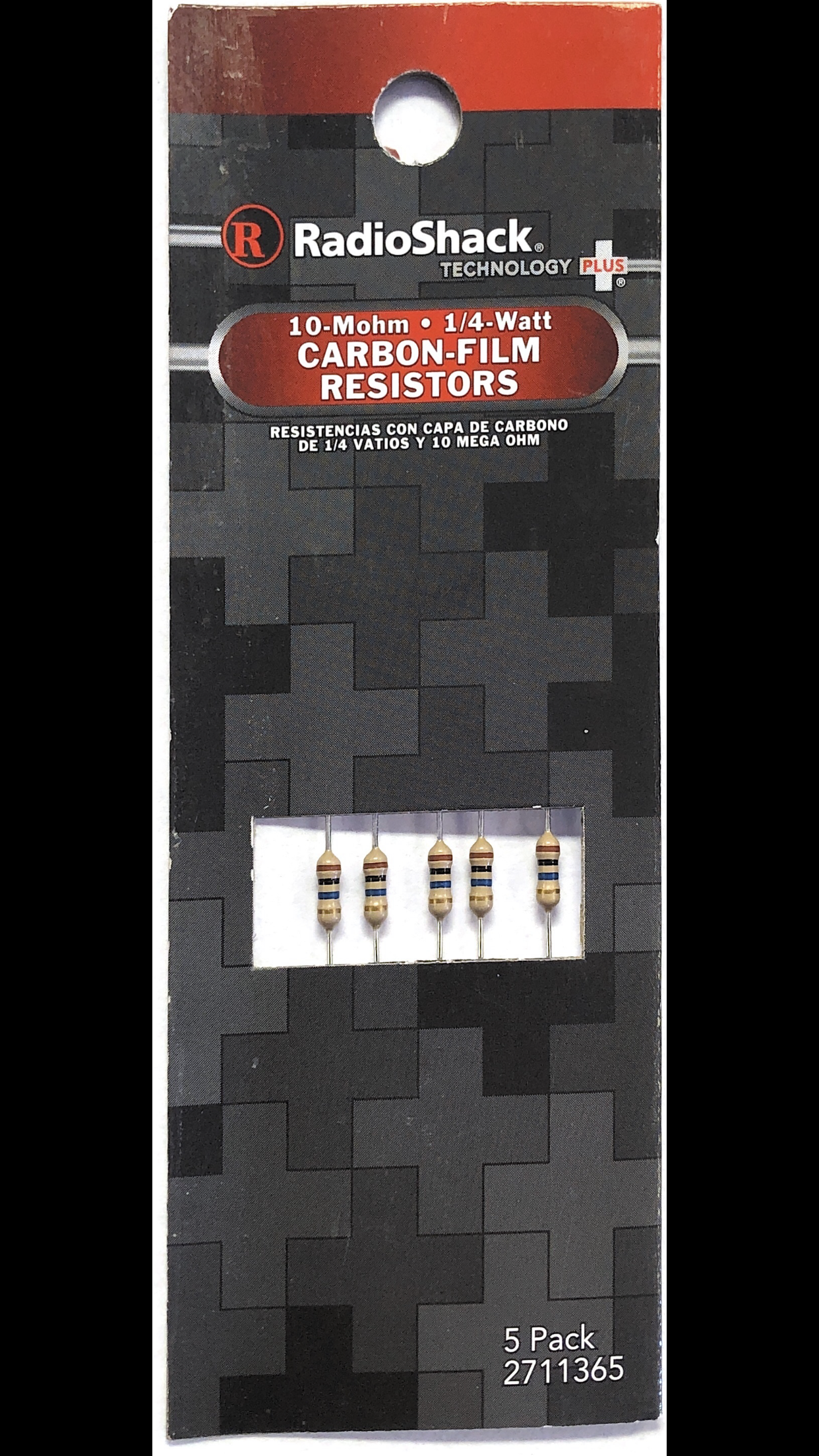 Radio Shack 10M Ohm 1/4-Watt Carbon Film Resistor (5-Pack)