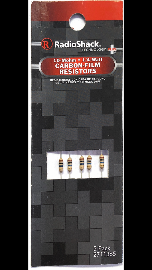 Radio Shack Carbon Film Resistor 1-M-Ohm 1/2-Watt 5% 5pk