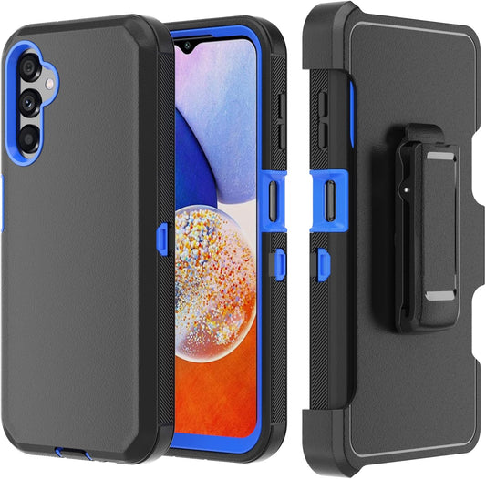 Phone Case for Samsung Galaxy A14 5G Case,Heavy Duty Hard Shockproof Armor Protector Case Cover with Belt Clip Holster for Samsung A14 5G 2023 Phone Case (Black+Blue)