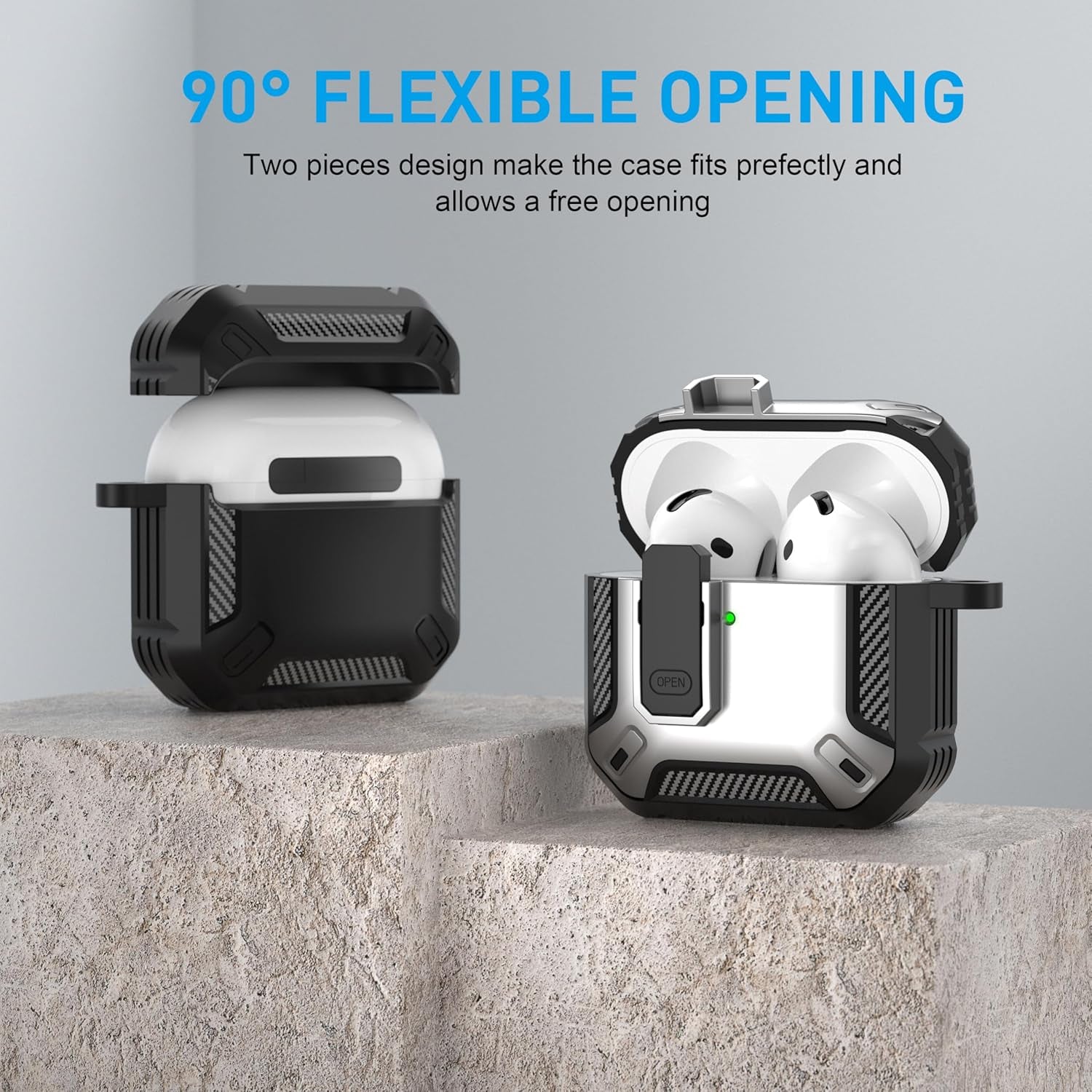 for Airpods 4 Case with Lock, Airpods 4Th Generation Case Cover with Cleaner Kit Shockproof Airpod Gen 4 Protective Cases with Keychain Compatible with Apple Airpods4 2024 2025, Silver