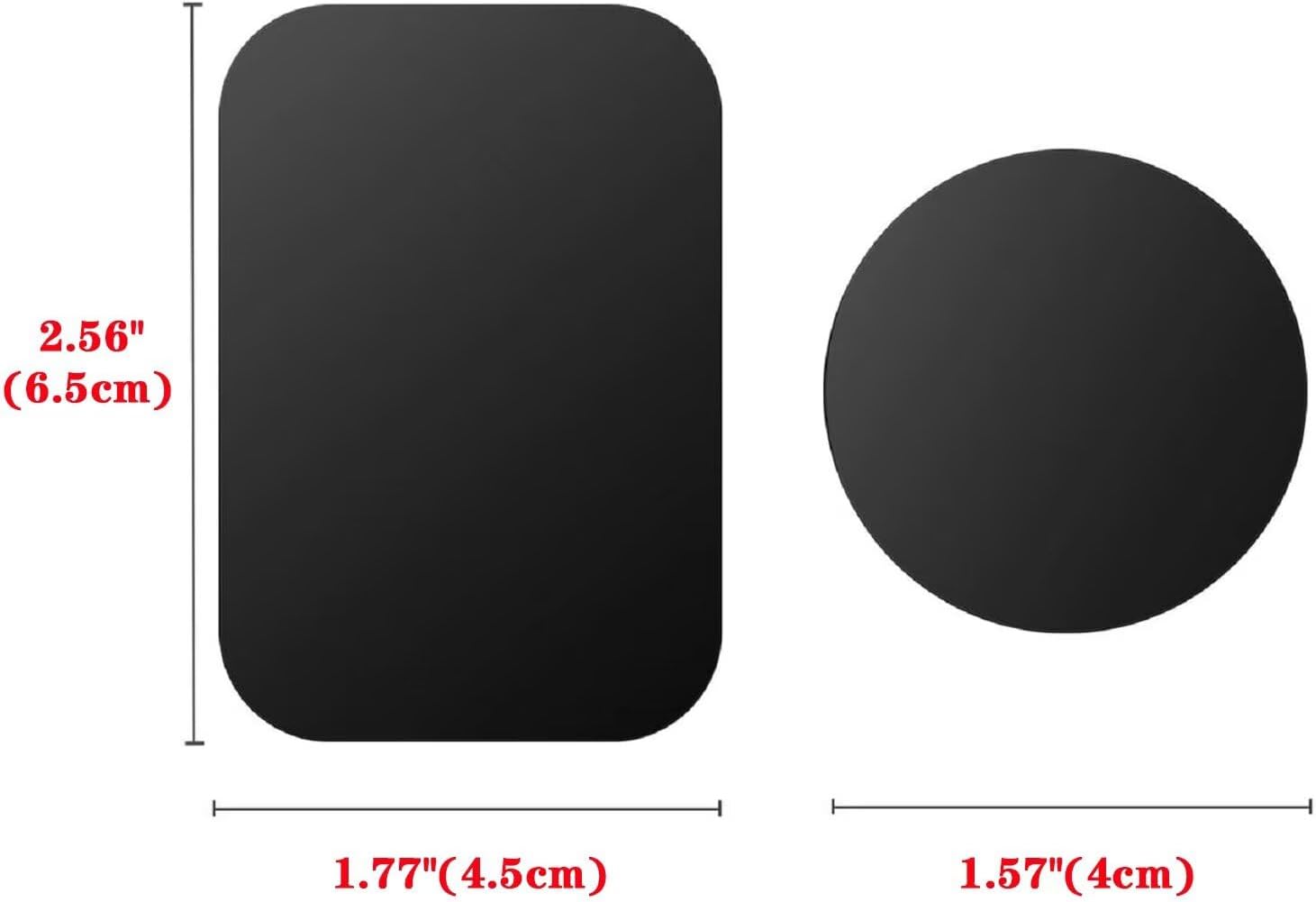 Adhesive Thin Metal Plates(Compatible with Magnetic Mounts),4 Piece Metal Plates for Phone Case(2 Rectangle and 2 Round) S-07N(Black)
