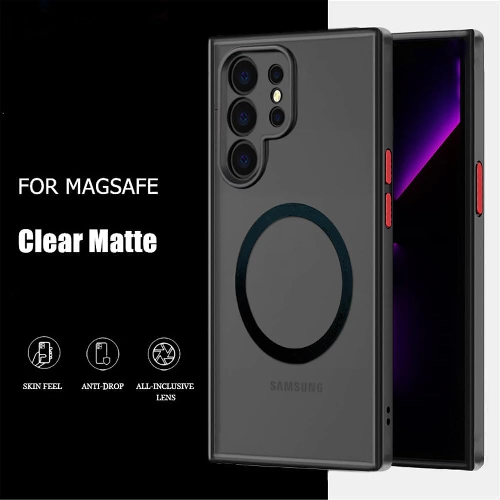 Galaxy Note 10 Plus Case Magnetic [Support Magsafe Charger] Wireless Anti-Scratch Shockproof Matte Clear Camera Protection Slim Thin Phone Cover Case for Samsung Galaxy Note 10 Plus 6.8"-Black