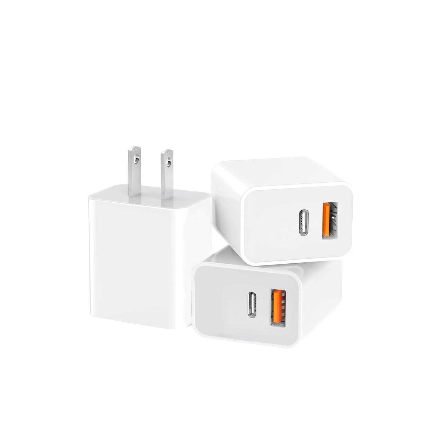 4 Pack USB C Charger Block,20W USB-C & USB-A Port Charger，for i Phone 17/16/15/14/13/12/11/X/8, i Pad and More