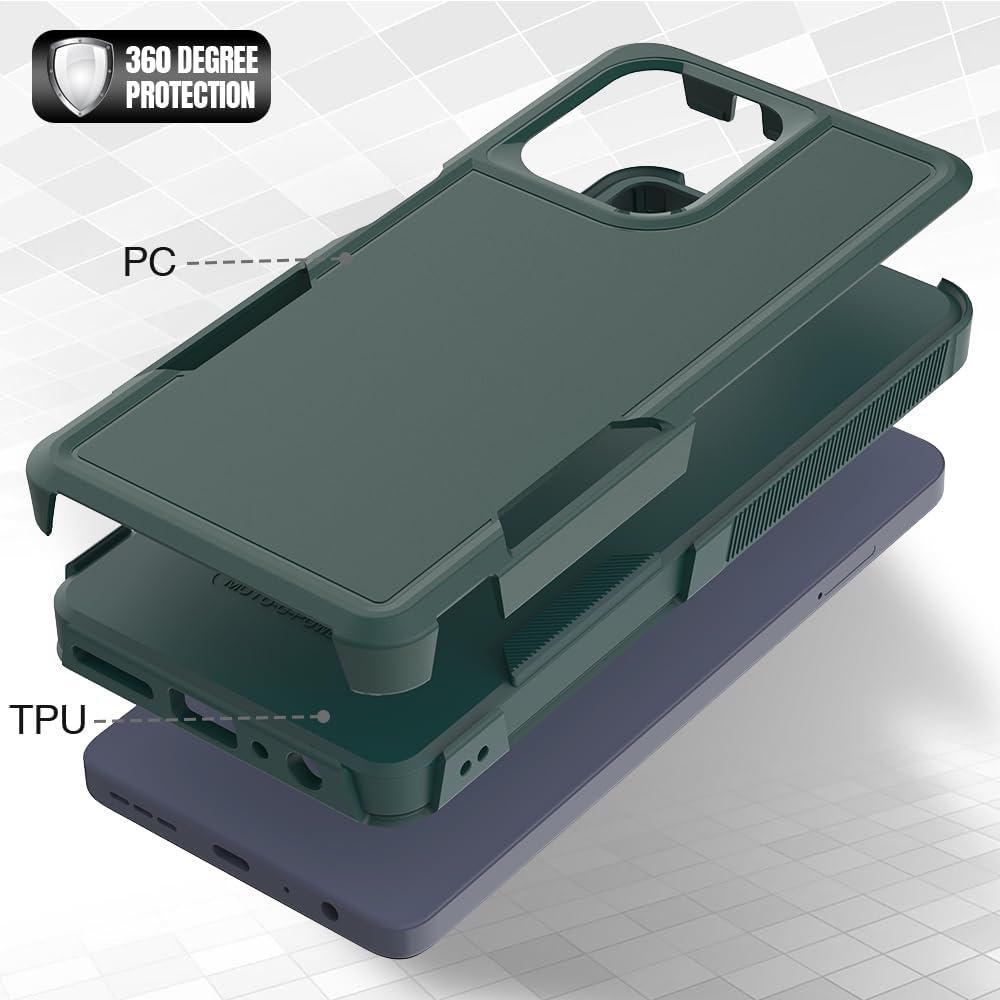for Motorola Moto G Power 5G 2026 Case, Dual Layer Protective Heavy DutyNon-Slip [Military Grade 16ft.Drop Tested] with HD Screen Protector, Shockproof Rugged Phone Case (Dark Green)