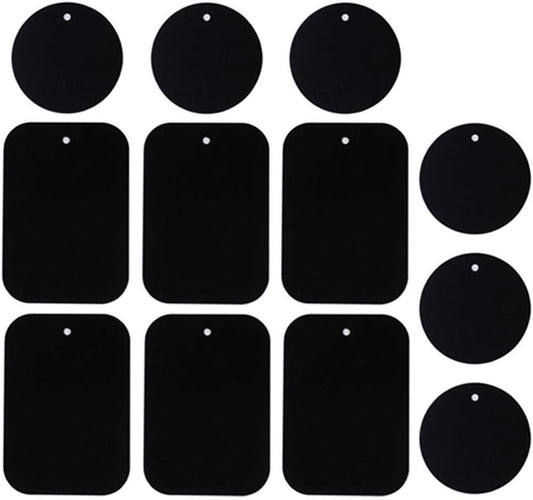DSTELIN Smartphones Metal Plate 12 Pack for Phone Car Mount Holder Cradle with 3M Adhesive (Compatible with Magnetic Mounts) - 6 Rectangle and 6 Round, Black