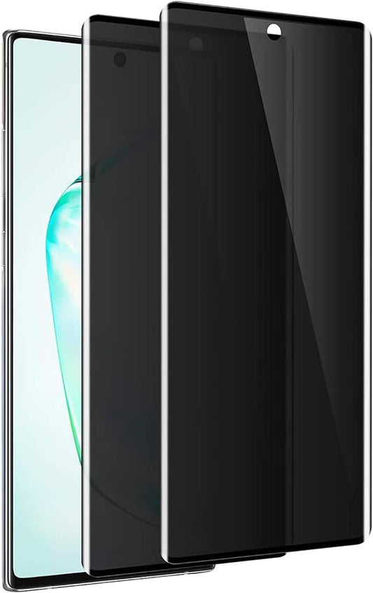 Fotbor 2 Pack for Samsung Galaxy Note 10 Plus Privacy Tempered Glass Screen Protector, 9H Hardness Anti-Scratch Fulll Coverage Case Friendly [Don’t Support Fingerprint Unlock]