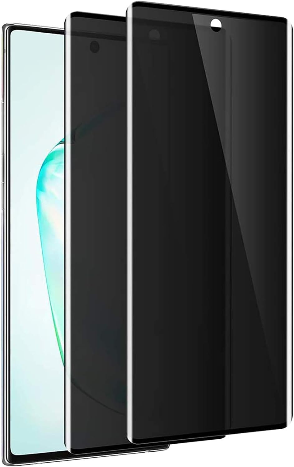 Fotbor 2 Pack for Samsung Galaxy Note 10 Plus Privacy Tempered Glass Screen Protector, 9H Hardness Anti-Scratch Fulll Coverage Case Friendly [Don’t Support Fingerprint Unlock]