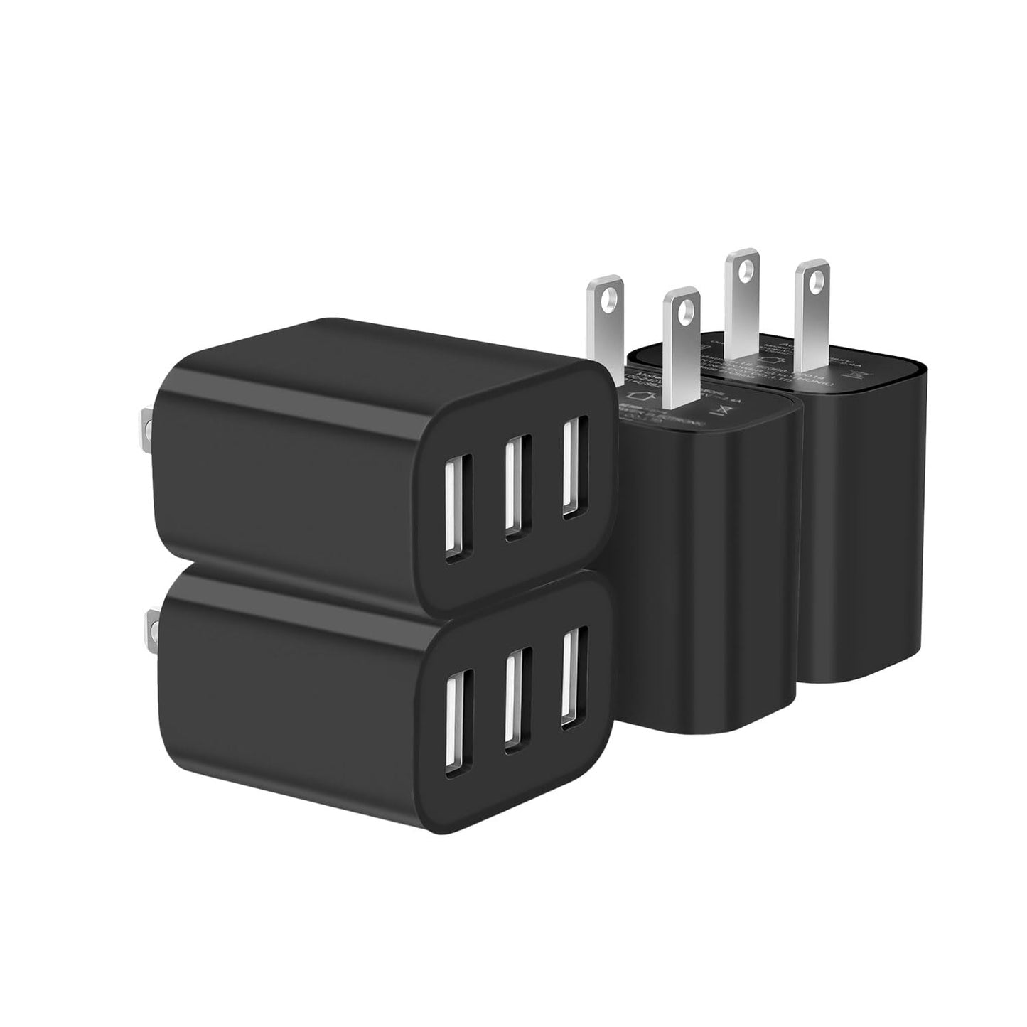 3 USB A Ports Charger Block，YTFCYIKBG Cell Phone wall Chargers，USB Cube wall Plug，for iPhone 14/13/12/11/X/XR/X/8/7/6, Galaxy, Android Phones and More （White）