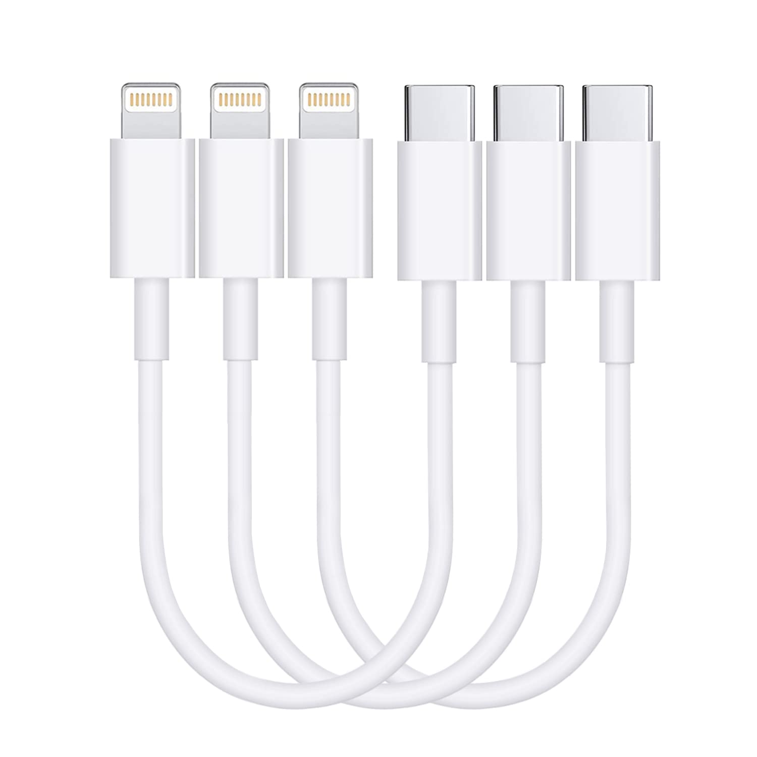 RCTech USB C to Lightning Cable 3Pack 6FT MFi Certified iPhone Fast Charger Cable USB-C Power Delivery Charging Cord for iPhone 14/13/12/11/XS/XR/X/8/iPad, White