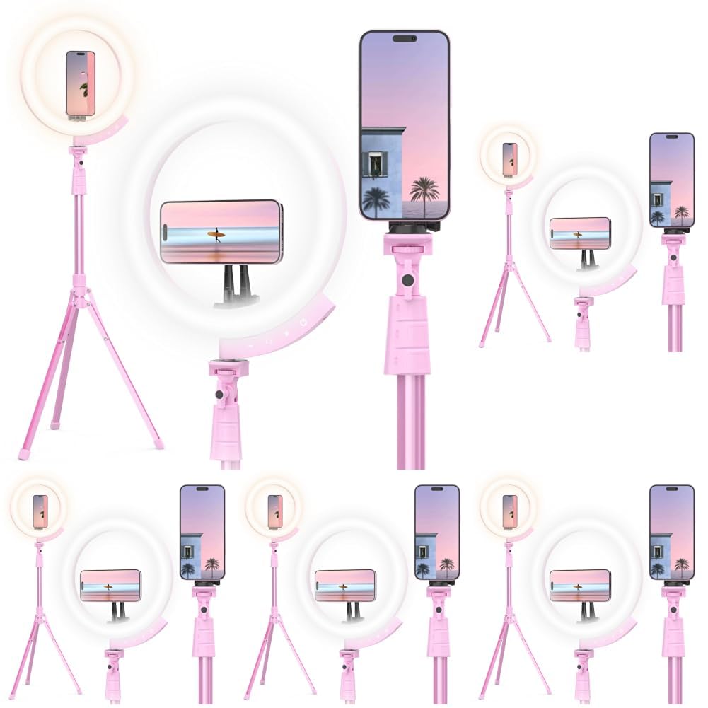 UBeesize 12" LED Ring Light with 62" Tripod Stand, Phone Holder & Remote | Dimmable Selfie Light for Video Recording, Live Streaming, TikTok, YouTube, Makeup, Compatible with iPhone & Android (Black)