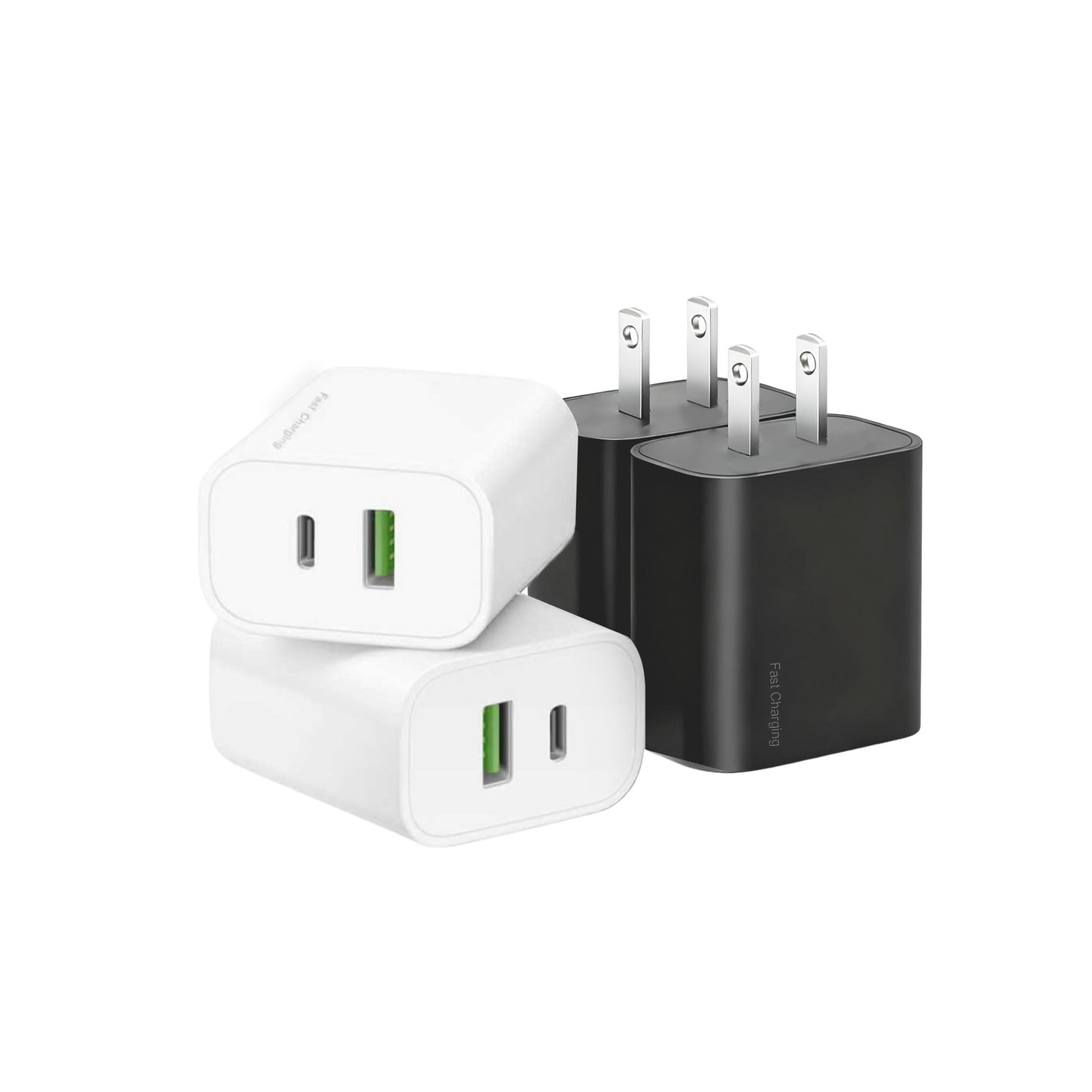 4 Pack USB C Charger Block,20W USB-C & USB-A Port Charger，for i Phone 17/16/15/14/13/12/11/X/8, i Pad and More