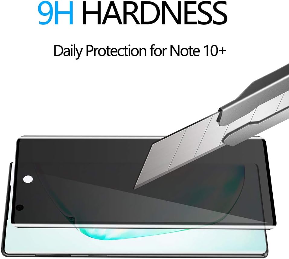 Fotbor 2 Pack for Samsung Galaxy Note 10 Plus Privacy Tempered Glass Screen Protector, 9H Hardness Anti-Scratch Fulll Coverage Case Friendly [Don’t Support Fingerprint Unlock]