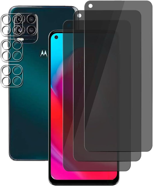 (3+3) For Motorola Moto G Stylus 5G (2021) (3 Pack) Privacy Screen Protector Anti Spy Private Tempered Glass Film with Camera Lens Protector, Anti Scratch