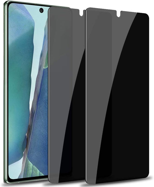 [2 Pack] Note 20 Privacy Screen Protector Anti-Spy, LYWHL Tempered Glass Screen Protector for Samsung Galaxy Note 20, Black 9H Hardness Anti-Scratch Bubble Free [Don't Support Fingerprint Unlock]