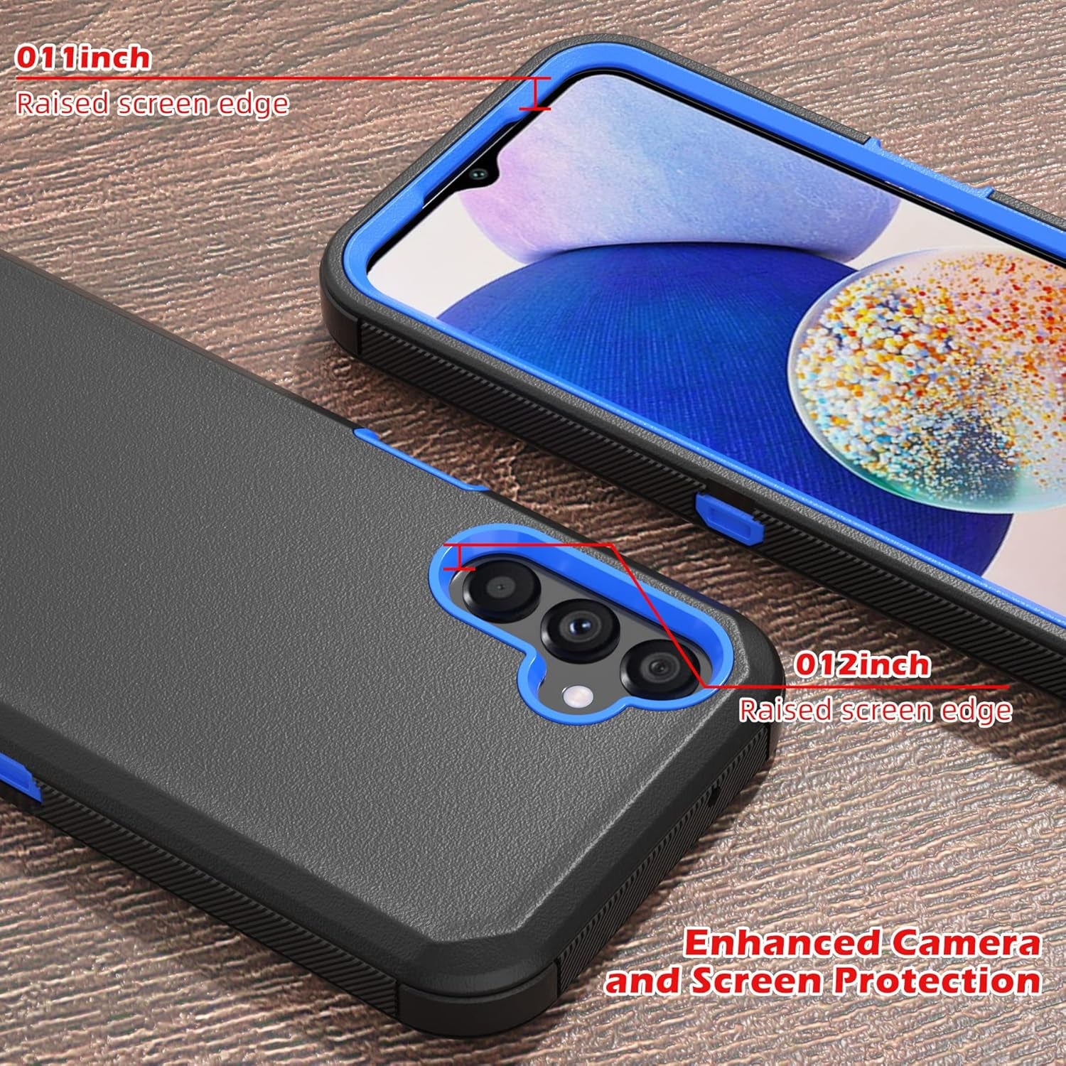 Phone Case for Samsung Galaxy A14 5G Case,Heavy Duty Hard Shockproof Armor Protector Case Cover with Belt Clip Holster for Samsung A14 5G 2023 Phone Case (Black+Blue)