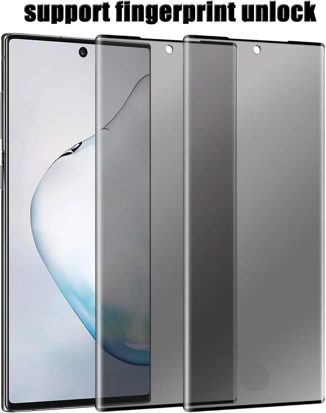 3 Pack Privacy Screen Protector for Samsung Galaxy Note 10, 9H Hardness [Anti-Scratch] Anti-Spy Tempered Glass Film for Samsung Galaxy Note 10 [Support Fingerprint Unlock]