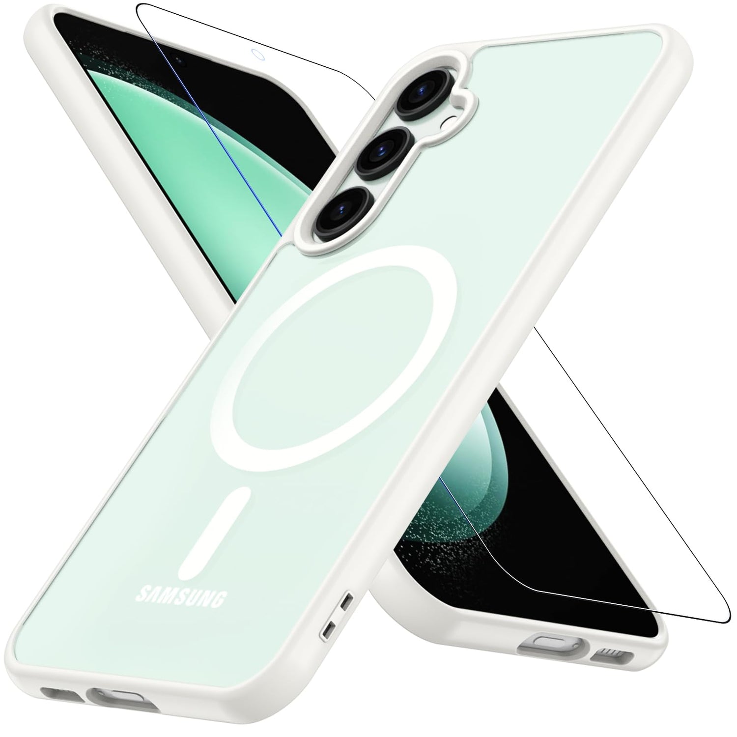 OWKEY Bumper Cover for Samsung Galaxy S23 Plus Black | 6.6'', Translucent, Slim, Magsafe Compatible, Military Grade Shockproof