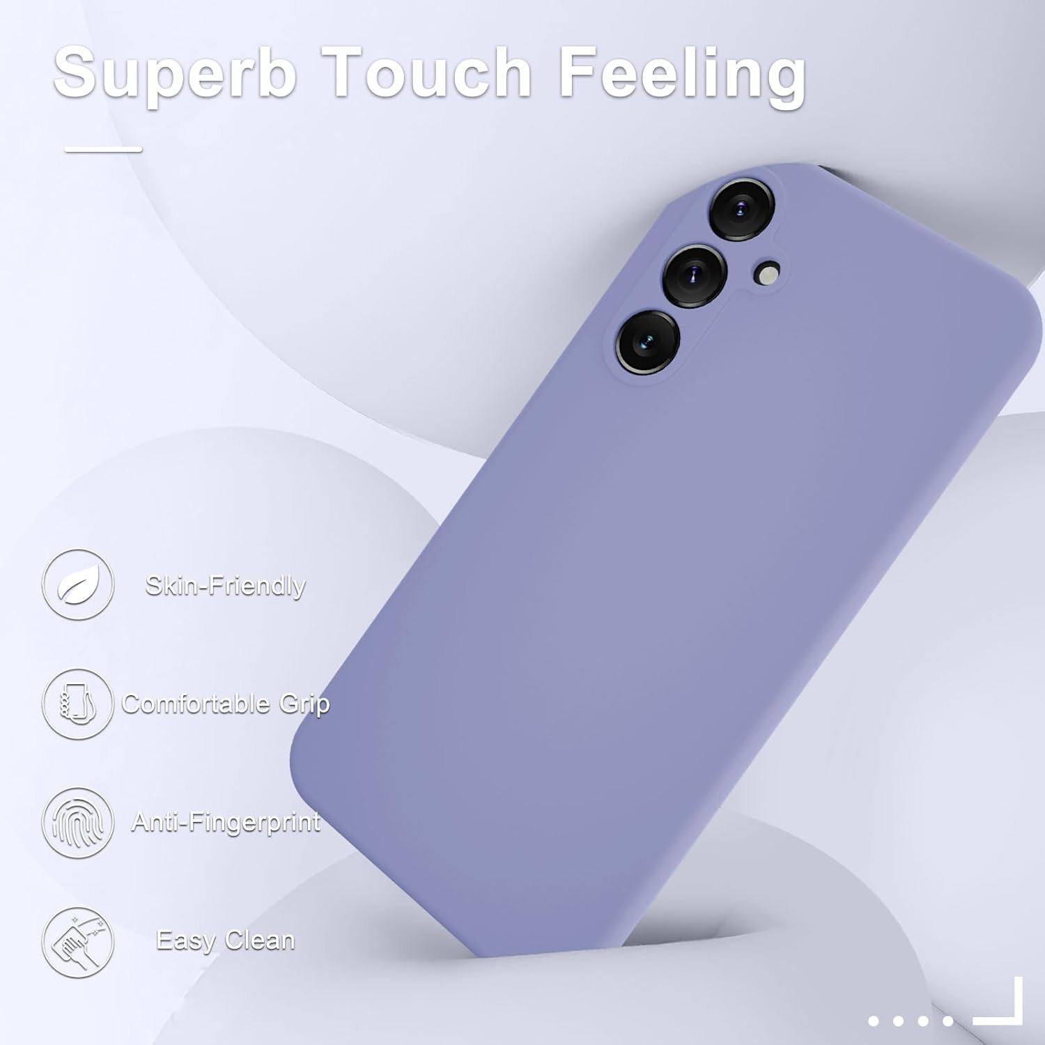 for Samsung Galaxy A15 5G Case, Silicone Phone Case with 1 Screen Protector, Soft Anti-Scratch Microfiber Lining, Full Body Shockproof Slim Cover, Lavender Purple