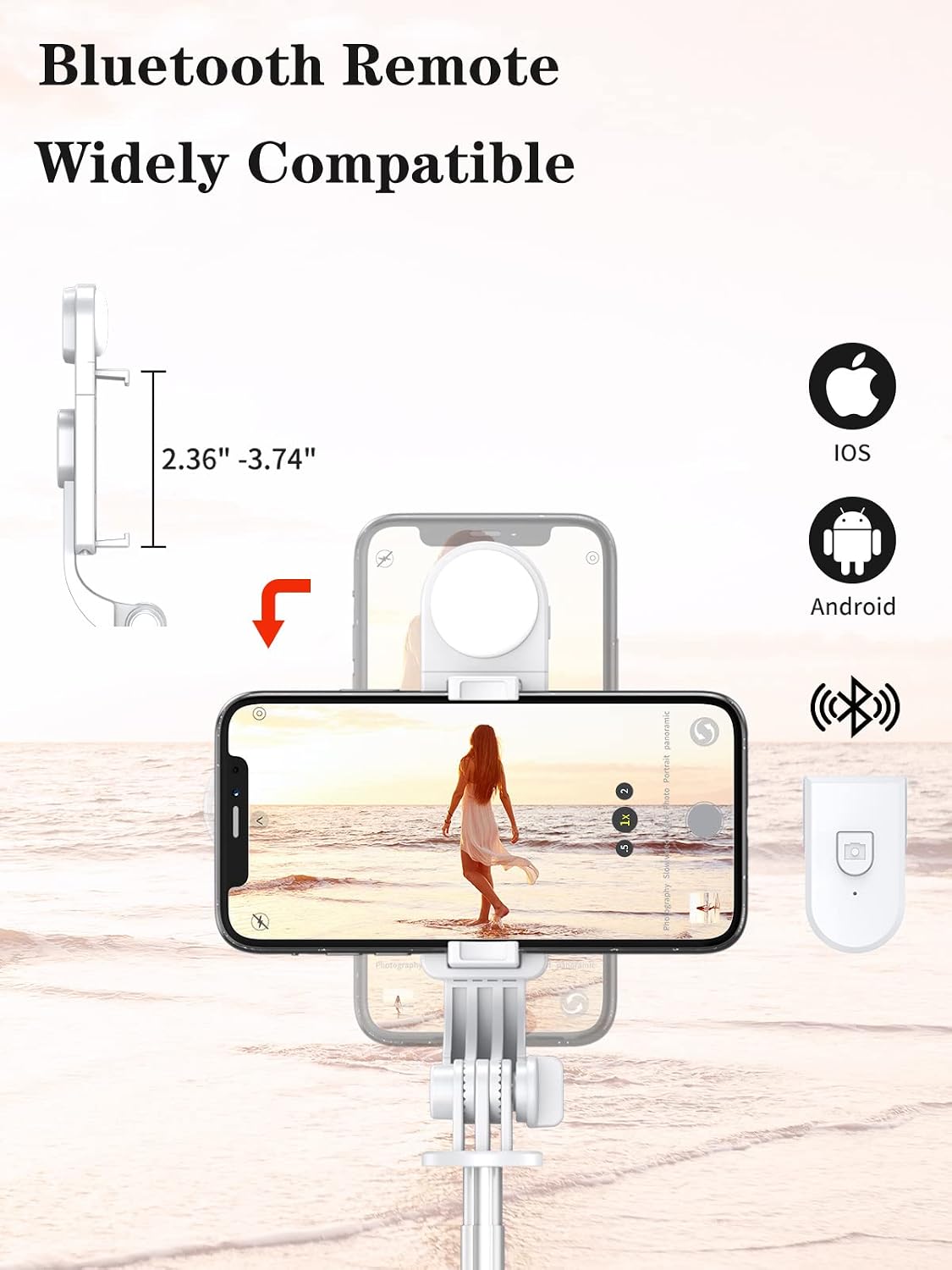Selfie Stick Tripod with Wireless Remote, 46'' Cellphone Selfie Stick Tripod with LED Fill Light, for iPhone 16/15/14/14 pro/13/13 Pro/12/11/11 Pro/XS Max/XS/XR/X/8/7 and Android Smartphone(Upgrade)