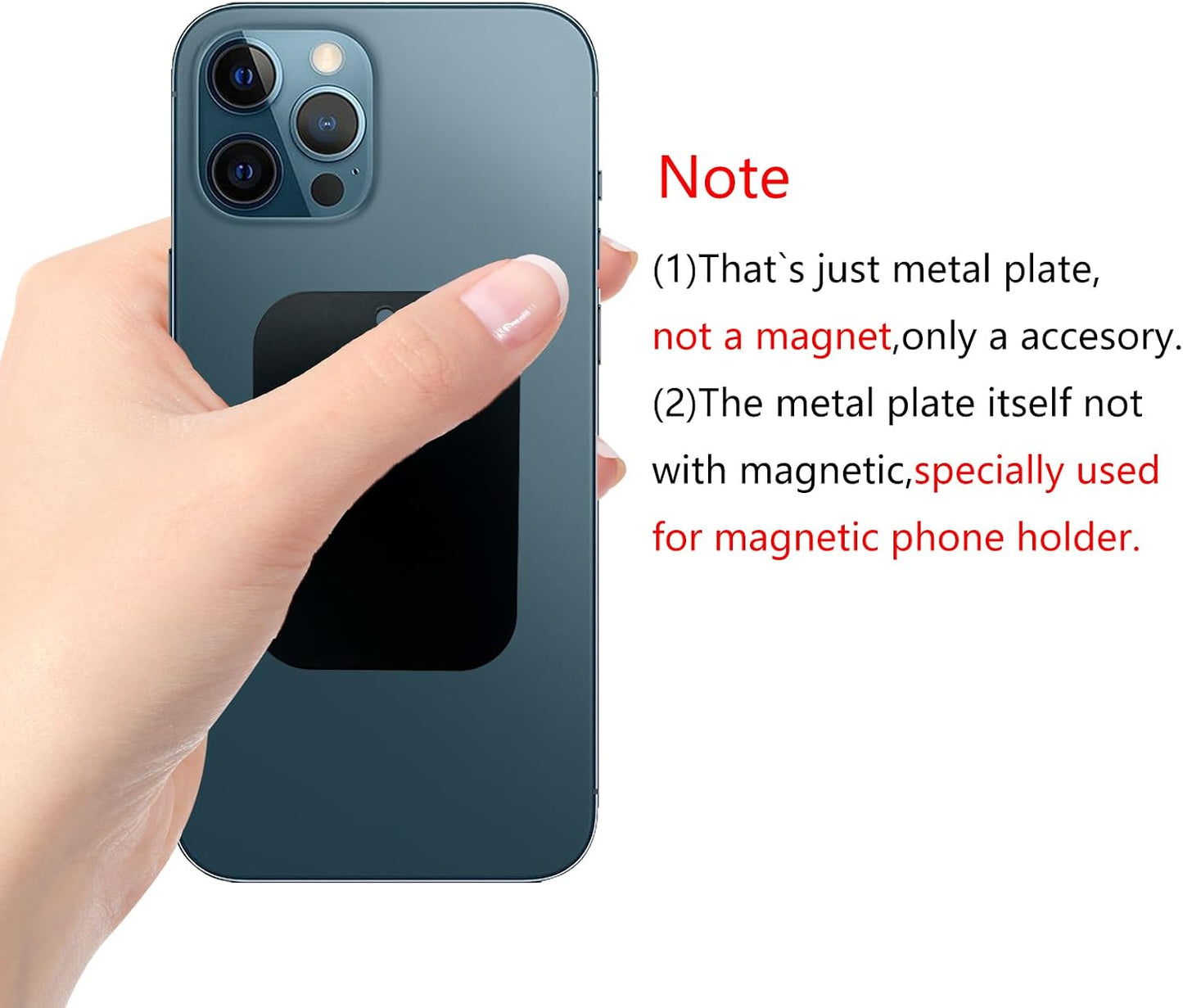 BGJRBY Mount Metal Plate（12Pack） for Magnetic Car Mount Phone Holder with Full Adhesive for Phone Magnet, 12X Rectangular (Black)