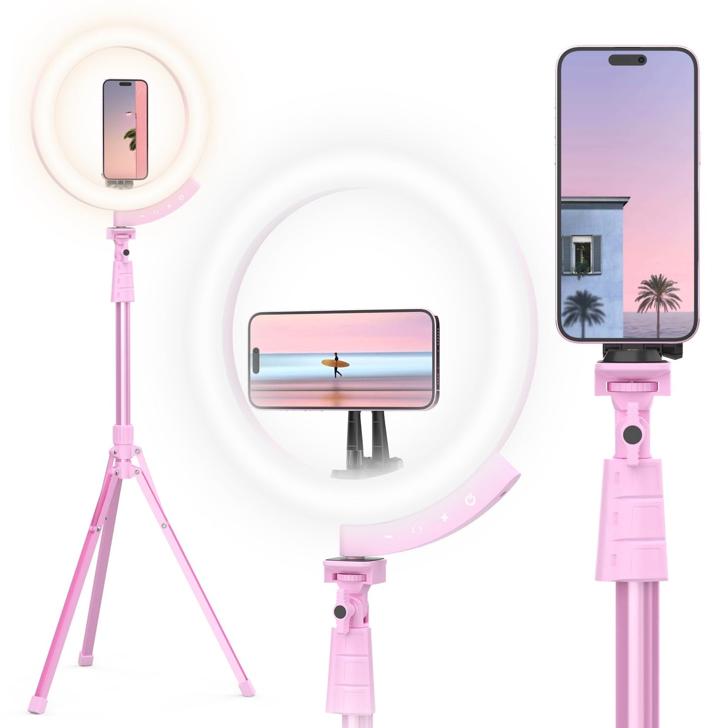 UBeesize 12" LED Ring Light with 62" Tripod Stand, Phone Holder & Remote | Dimmable Selfie Light for Video Recording, Live Streaming, TikTok, YouTube, Makeup, Compatible with iPhone & Android (Black)