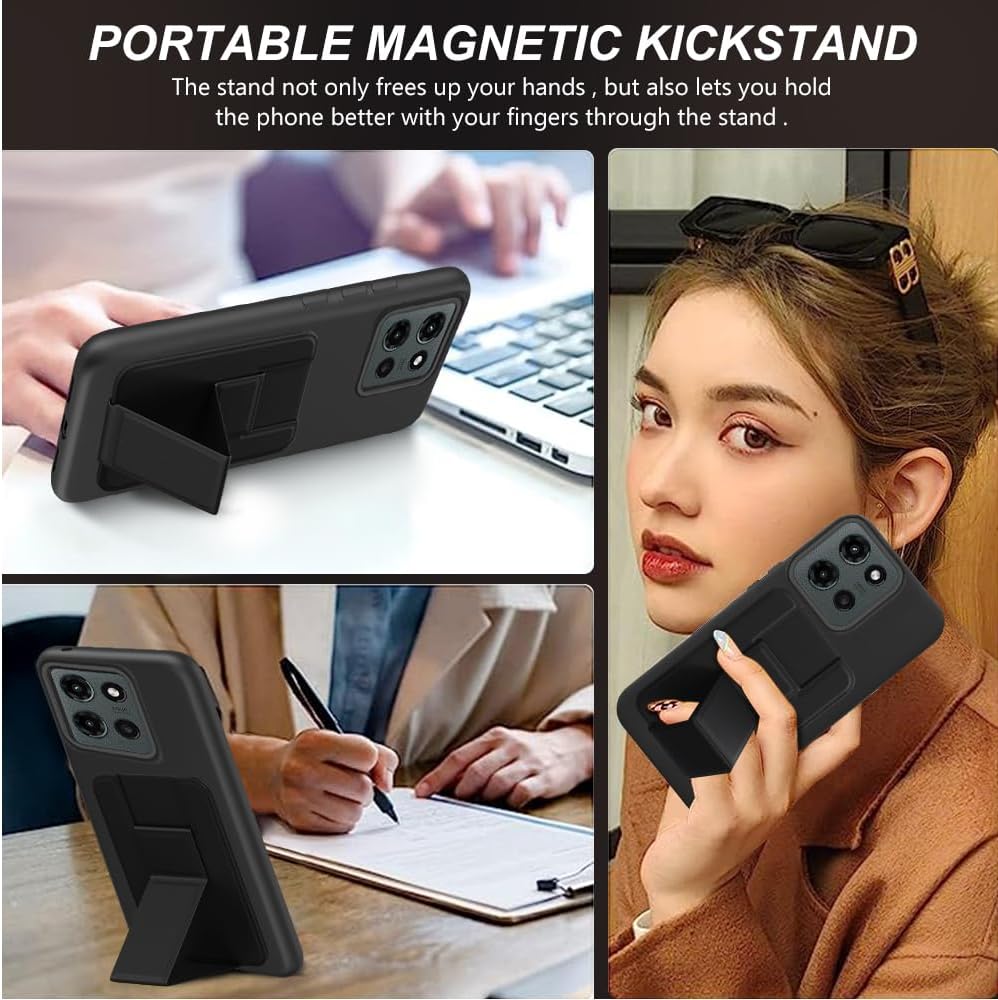 Compatible for Motorola Moto G 2026/2025,Moto G Play 2026 Case, Multi-Functional Magnetic Folding Card Holder/Slots Kickstand/Stand Wallet Shockproof Protective Case for Moto G 5G 2025 2026 - Black