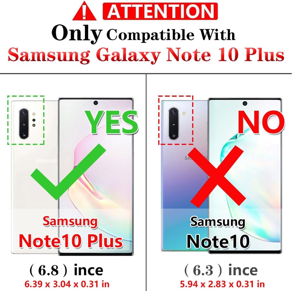 for Samsung Galaxy Note 10 Plus Case with Screen Protector:[Military Grade Drop Tested] Ring Holder Kickstand Shockproof Anti-Slip Protective Phone Case for Note 10 Plus 6.8- Red