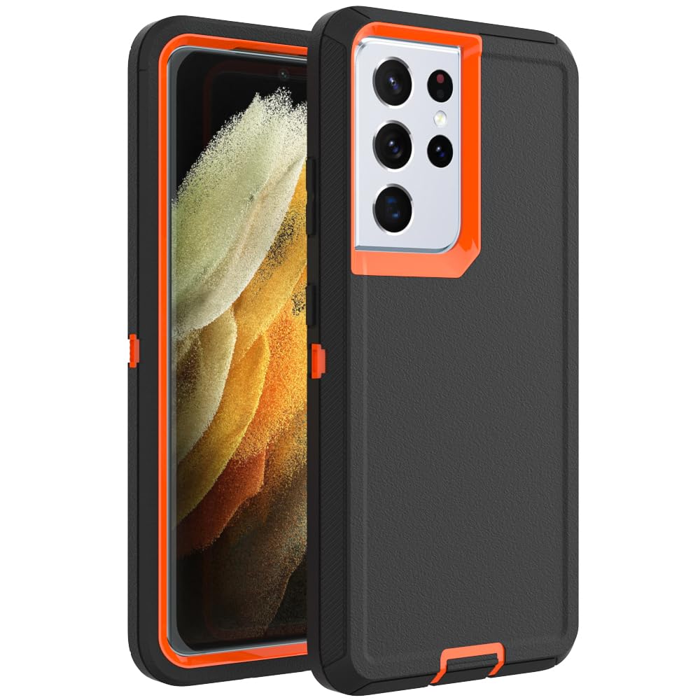 Case for Galaxy Note 20 with Clip, Heavy-Duty Tough Rugged Shockproof Drop Protective Cover Cases for Samsung Galaxy Note 20, Black+Orange