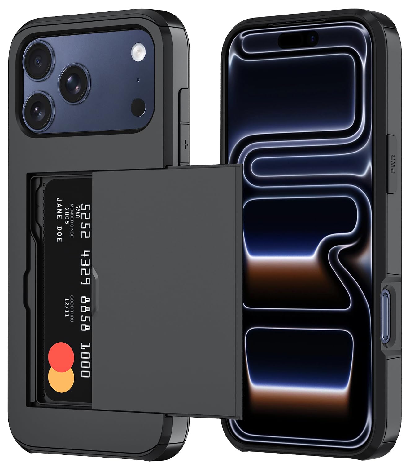 Qinmay Compatible with iPhone 17 Case Wallet,Built-in Card Holder, Heavy Duty Protective Dual Layer Shockproof Hidden Card Slot Slim Wallet Phone Cover for iPhone 17 ，Black