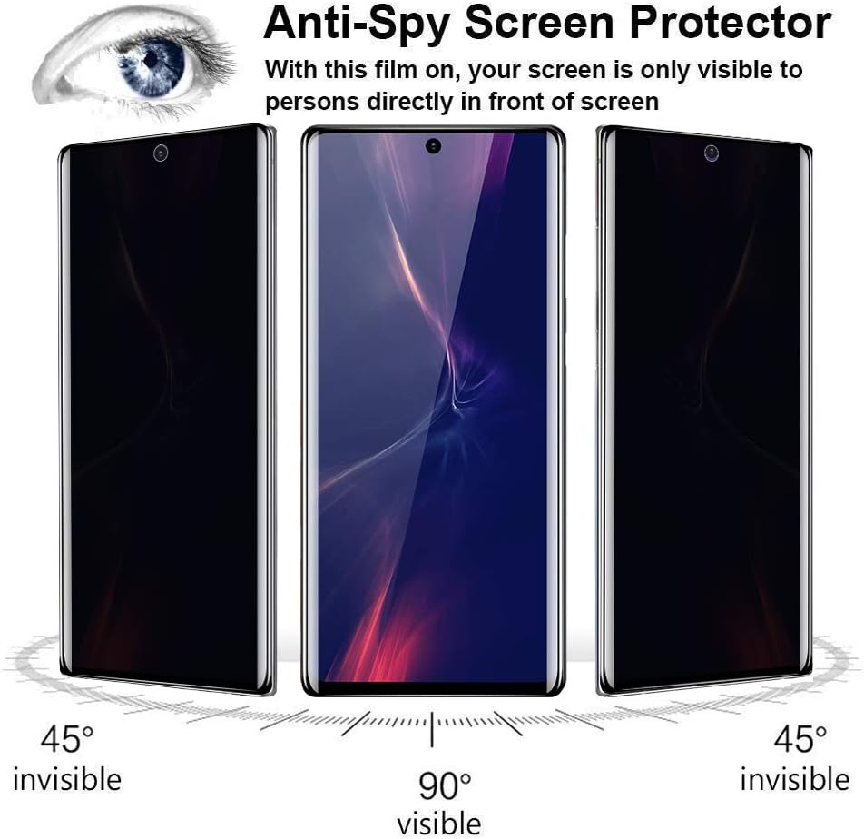 LYWHL [3 Pack] for Samsung Note 20 Ultra Privacy Screen Protector, Tempered Glass Anti-Spy Screen Protector for Note 20 Ultra 5G, Black 9H Hardness Bubble Free [Don’t Support Fingerprint Unlock]