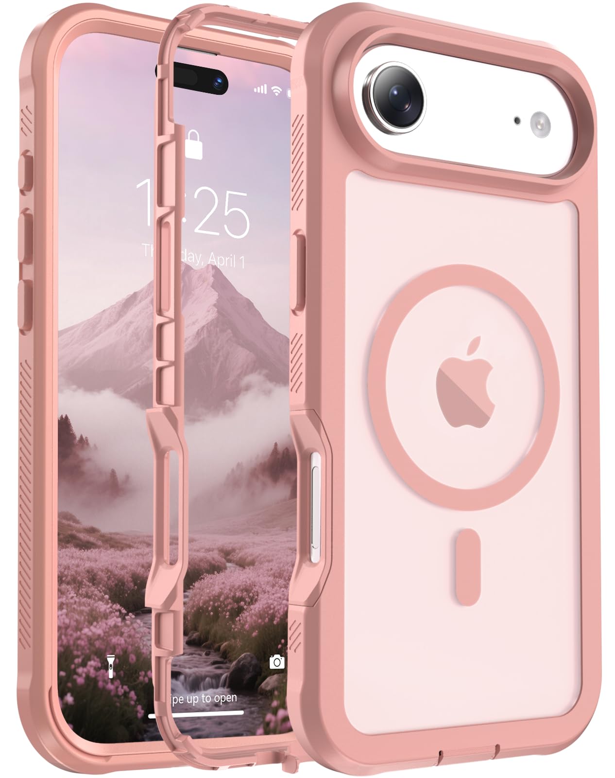 Magnetic for iPhone 17 Case, [Compatible with MagSafe][Military Grade Drop Protection][Heavy Duty Protection][Non-Slip][Shockproof] 2-Layer Durable Bumper Phone Case 6.3''-Black