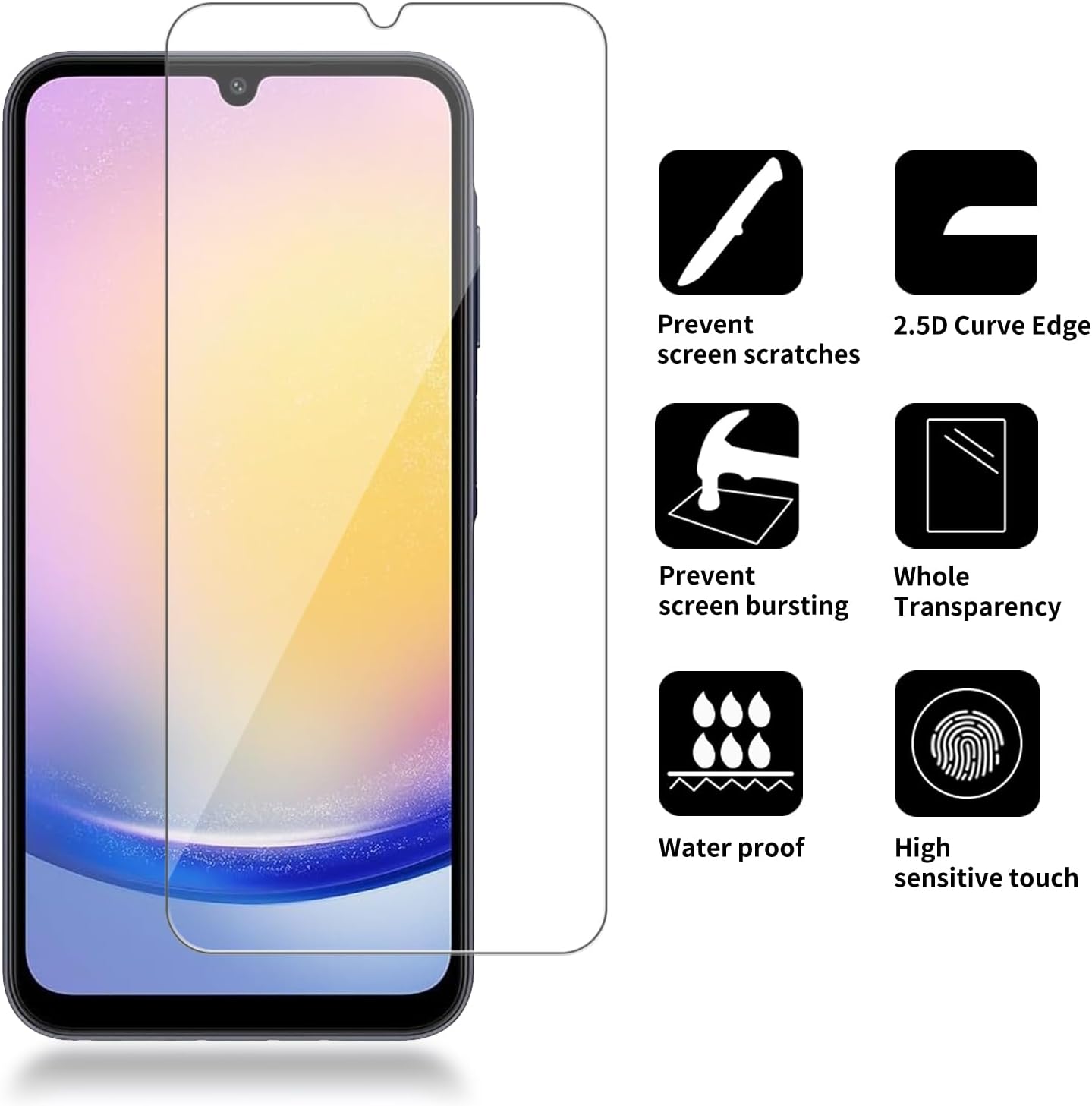 4 Pack Glass Screen Protector Compatible for Samsung Galaxy A25 5G / SM-A256E [9H Hardness]-HD Screen Tempered Glass, Scratch Resistant,Easy Install [Case Friendly]