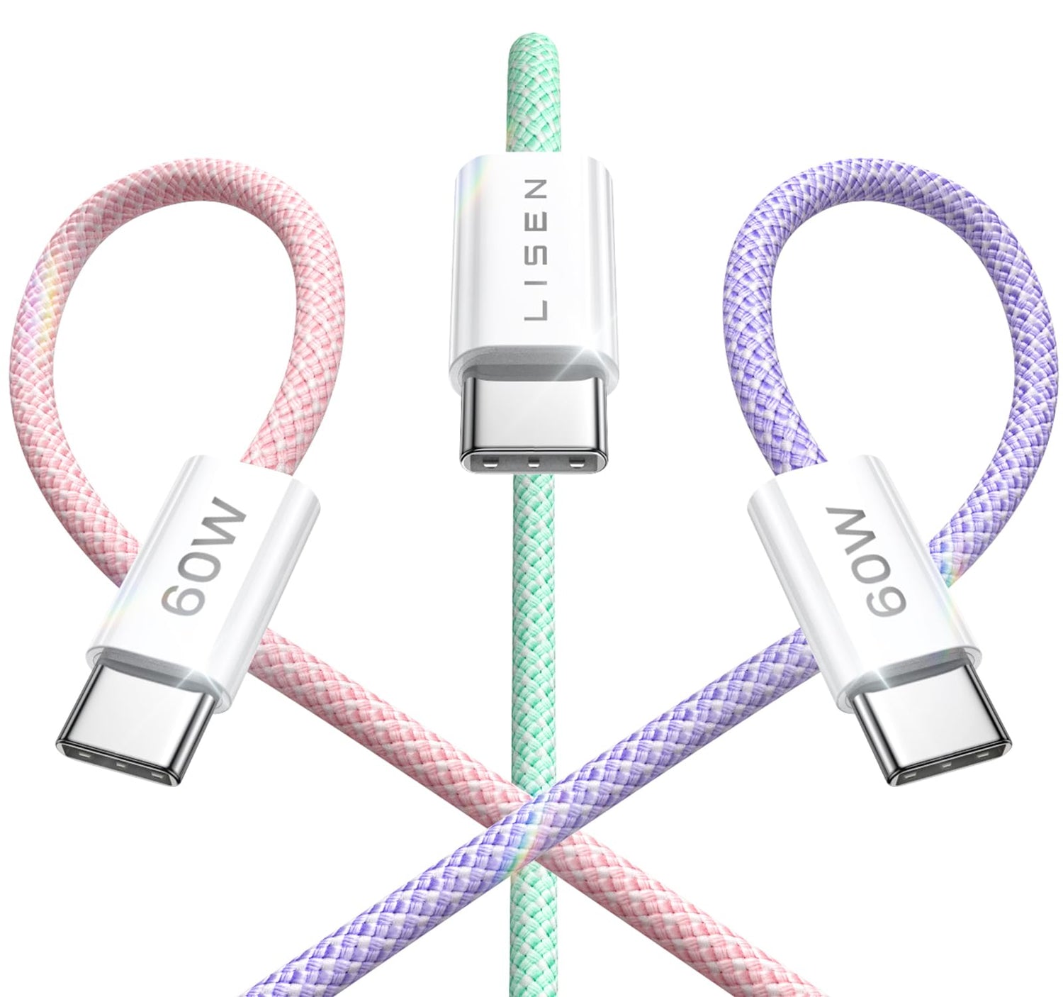LISEN USB C to USB C Cable, 5-Pack [3.3/3.3/6.6/6.6/10FT] for iPhone 17 Charger Cord, 60W C to C Cable Fast Charging for iPad, iPhone 16 15 Pro Max, Galaxy S25/S24 USBC to USBC Cable Gifts for Men