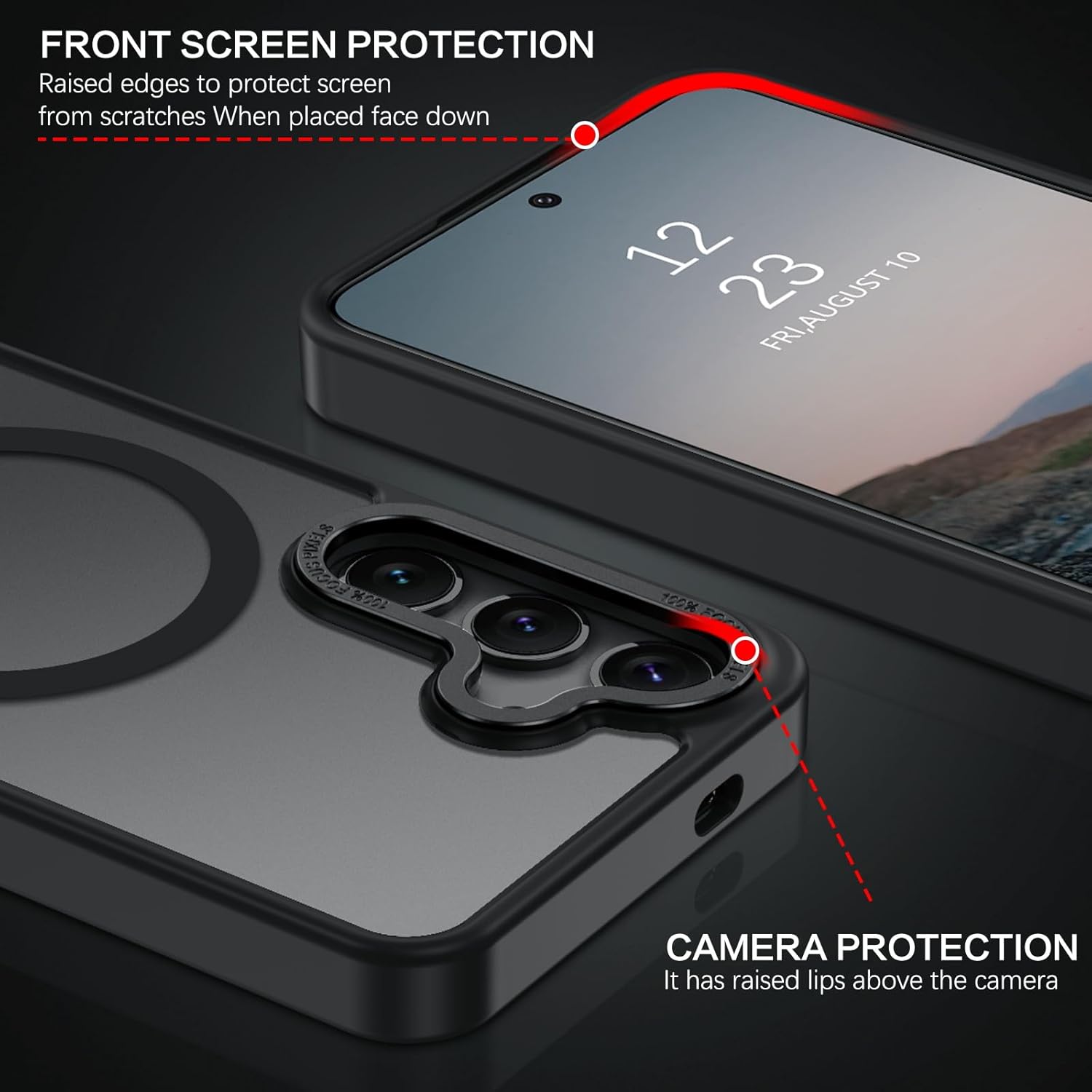 BENTOBEN Magnetic for Samsung Galaxy S24 Plus Case [Compatible with Magsafe] Translucent Matte Slim Thin Shockproof Anti-Yellow Women Men Protective Phone Cases Cover for Samsung S24 Plus 6.7", Black