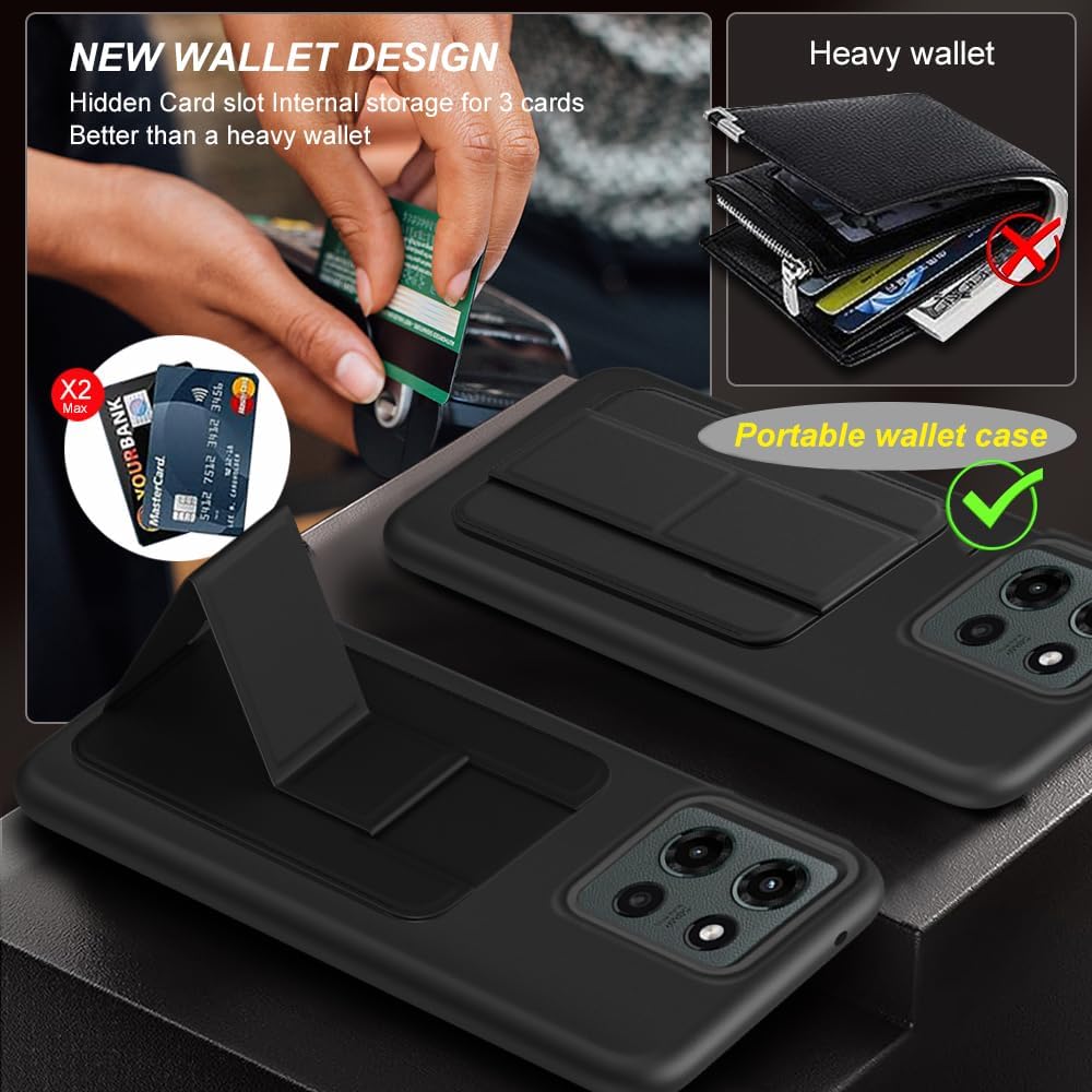 Compatible for Motorola Moto G 2026/2025,Moto G Play 2026 Case, Multi-Functional Magnetic Folding Card Holder/Slots Kickstand/Stand Wallet Shockproof Protective Case for Moto G 5G 2025 2026 - Black