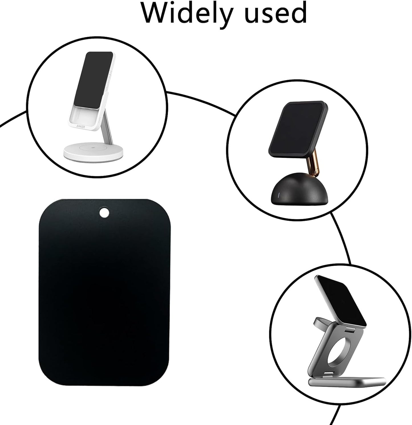 BGJRBY Mount Metal Plate（12Pack） for Magnetic Car Mount Phone Holder with Full Adhesive for Phone Magnet, 12X Rectangular (Black)