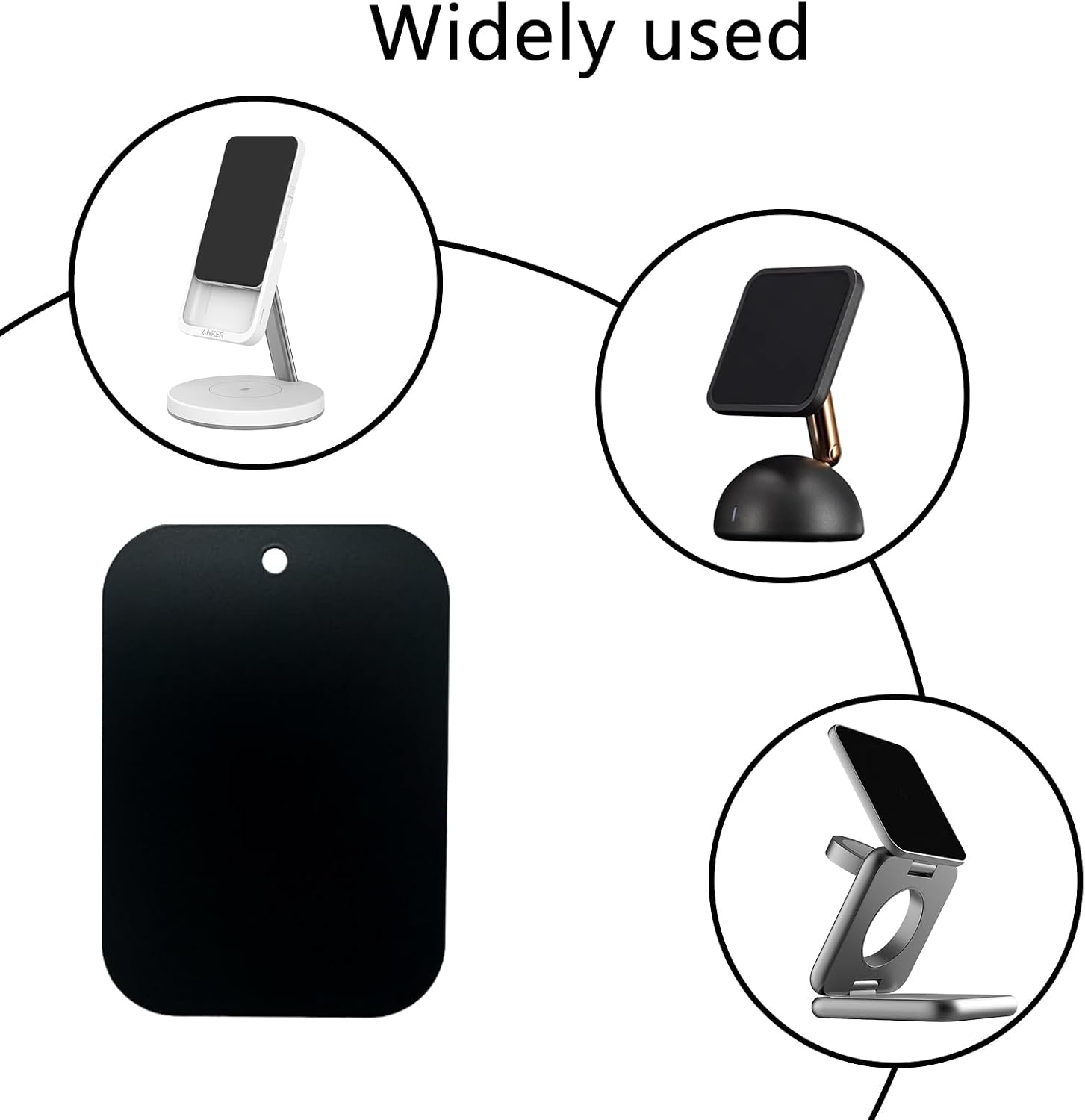 BGJRBY Mount Metal Plate（12Pack） for Magnetic Car Mount Phone Holder with Full Adhesive for Phone Magnet, 12X Rectangular (Black)