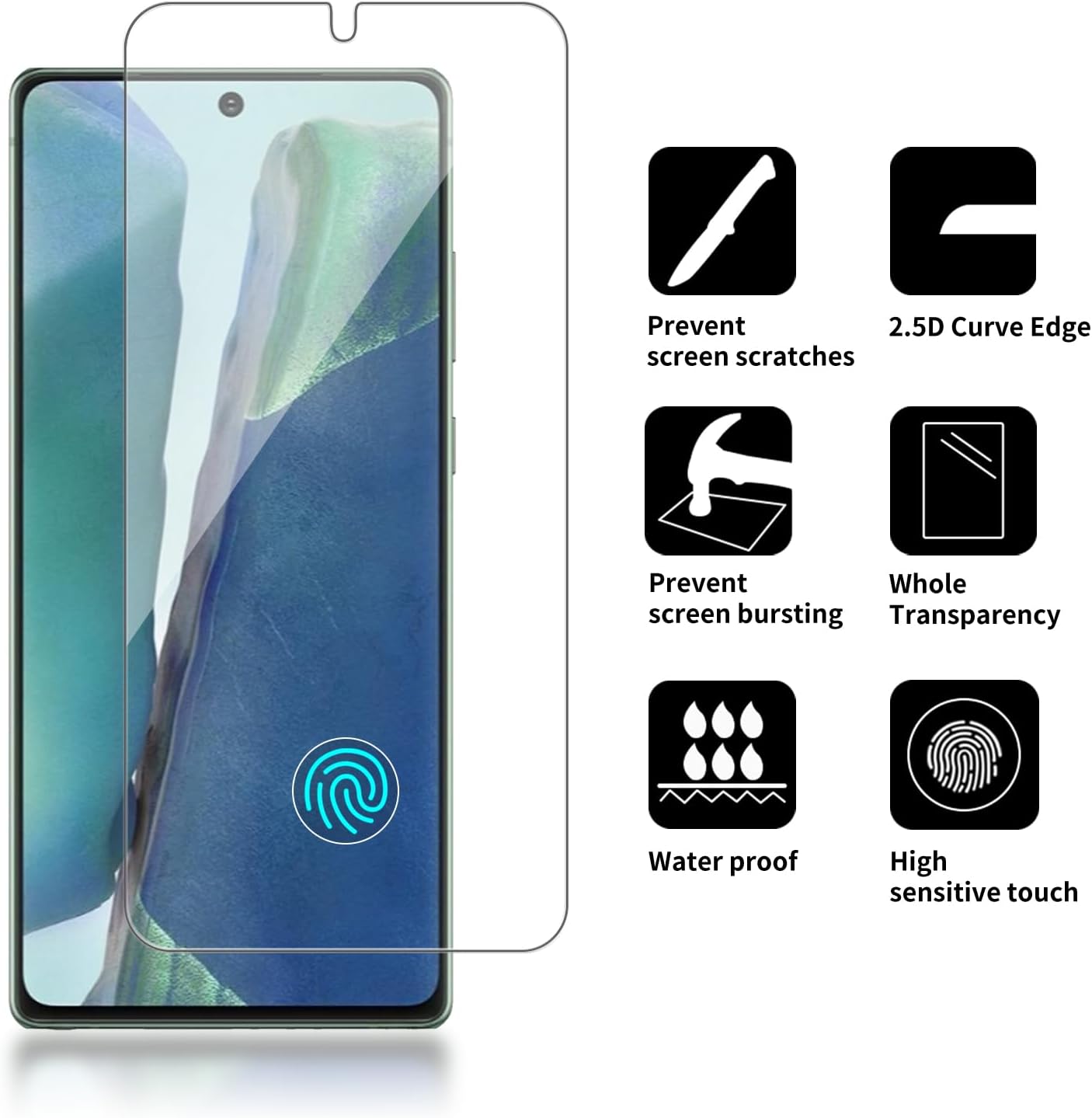 4 Pack Glass Screen Protector Compatible for Samsung Galaxy Note 20 5G / SM-N981U [9H Hardness]-HD Screen Tempered Glass, Scratch Resistant,Easy Install [Case Friendly]