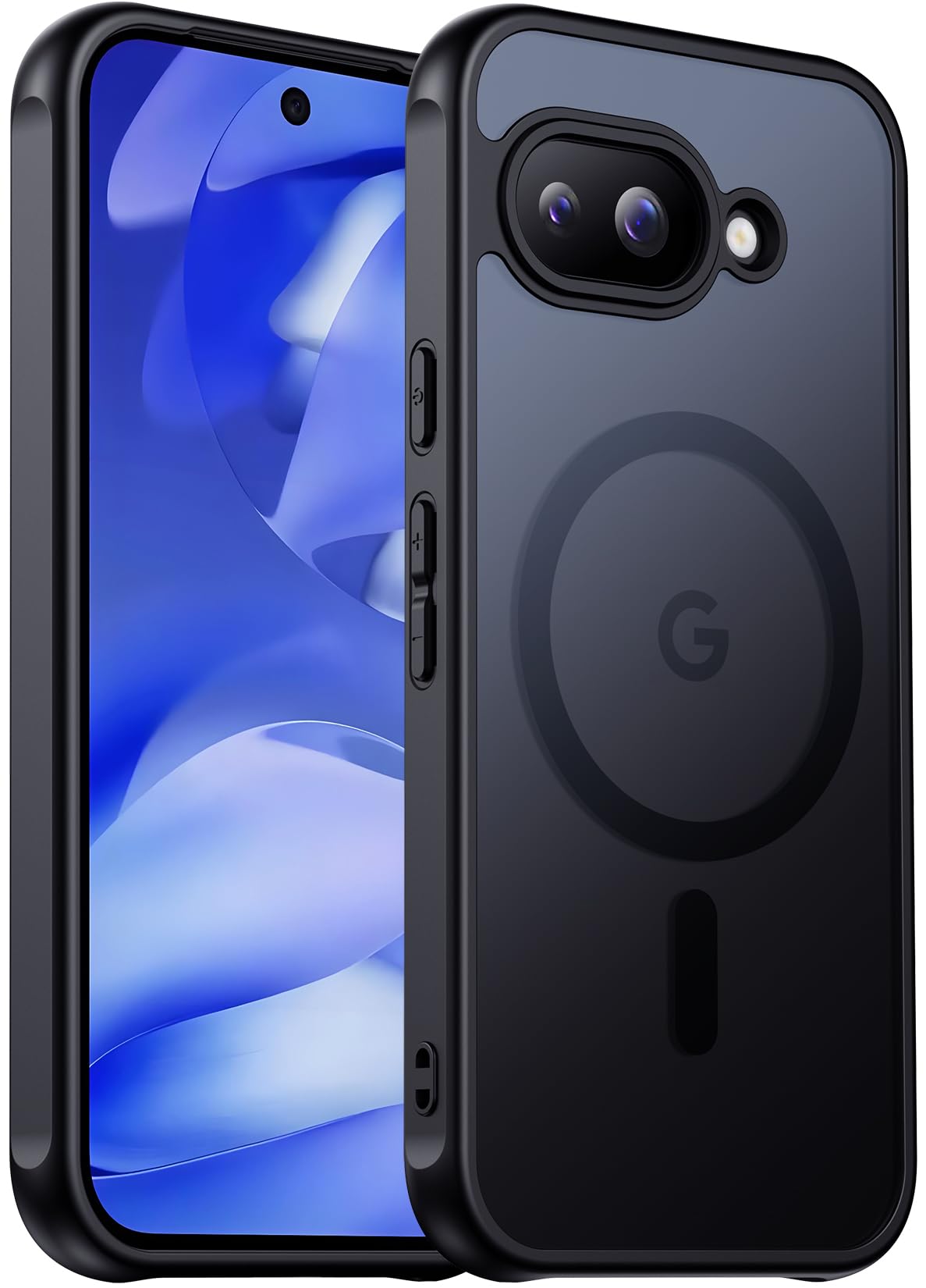 Designed for Magnetic Samsung Galaxy S24 Case,[Compatible with MagSafe] [Military Grade Drop Protection] Slim Translucent Matte Shockproof with Anti-Fingerprint Phone Case-Black