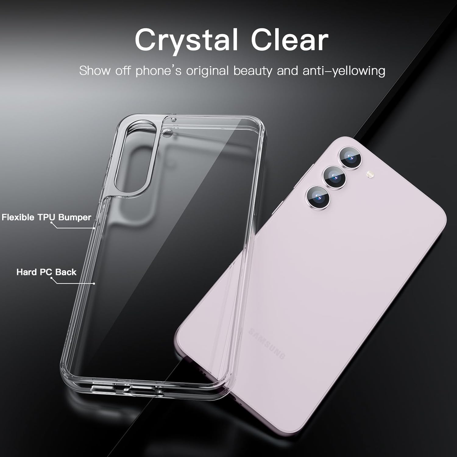 JETech Case for Samsung Galaxy S23+ / S23 Plus 5G 6.6-Inch, Non-Yellowing Shockproof Bumper Protective Phone Cover, Anti-Scratch Hard PC Back (Clear)