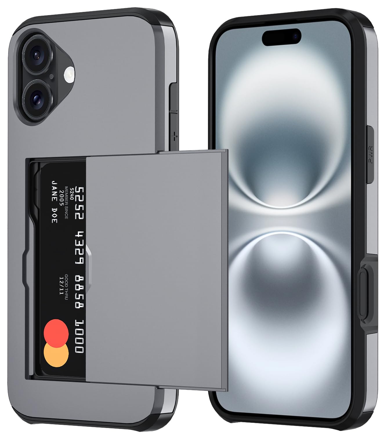 Qinmay Compatible with iPhone 17 Case Wallet,Built-in Card Holder, Heavy Duty Protective Dual Layer Shockproof Hidden Card Slot Slim Wallet Phone Cover for iPhone 17 ，Black