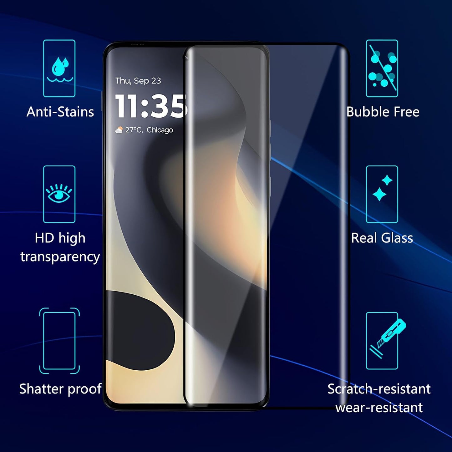 (3 Pack) For Motorola Edge 2024 Screen Protector，HD-Clear Tempered Glass Screen Protector [3D Touch][Bubble-Free][Anti-Scratch] Screen Protector Glass For Motorola Edge 2024/2023