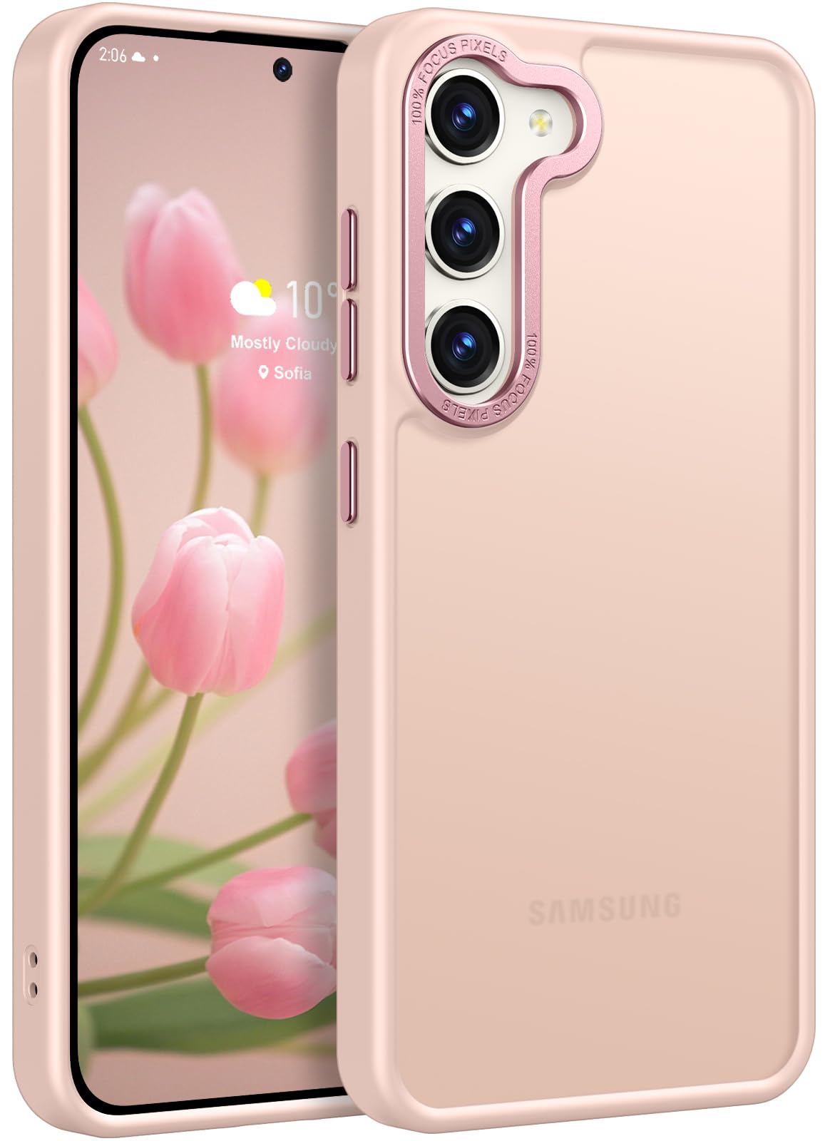 Rayboen for Samsung Galaxy S23 Case Magnetic, [Compatible with Magsafe] Protective Skin Feel Matte Phone Cover for Samsung S23 with Semi-Clear Hard Back & Soft Edge, Matte Purple