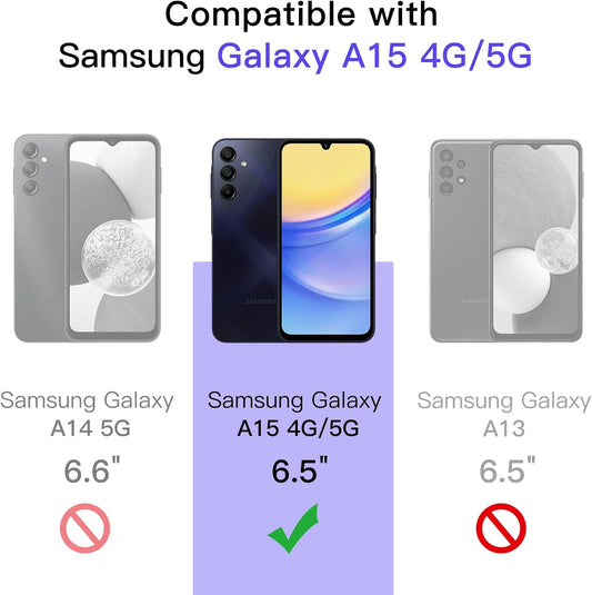 JETech Screen Protector for Samsung Galaxy A15 4G / 5G 6.5-Inch, 9H Tempered Glass Film, Anti-Scratch, HD Clear, 3-Pack